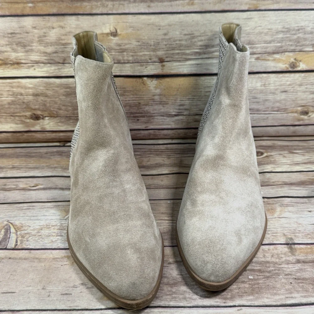 Diane von Furstenberg DVF Womens Jena Sand Taupe Studded Chelsea Boots 9M